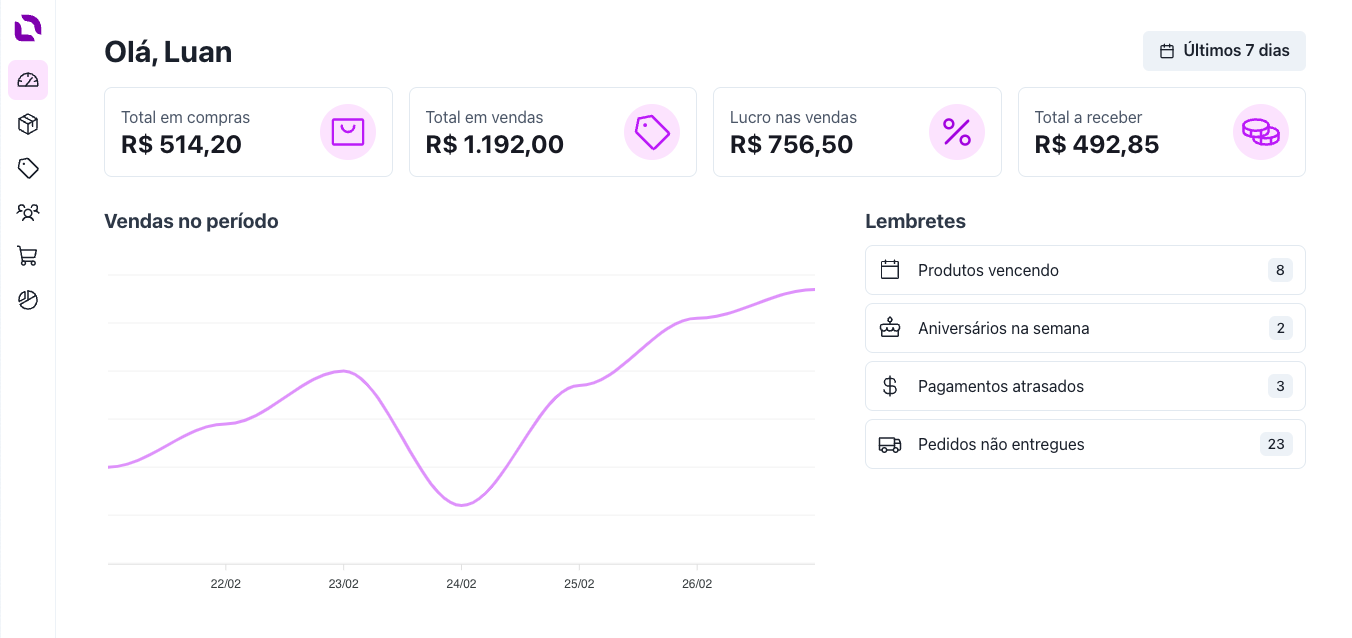 Mockup do sistema Revendi